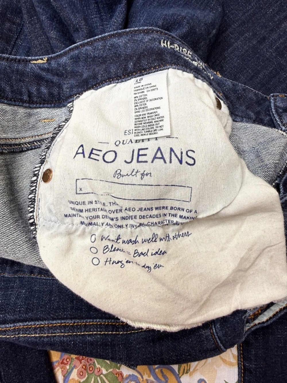 American Eagle Outfitters High Rise Skinny Stretch Dark Whisker Jeans 18 Long - Picture 11 of 12